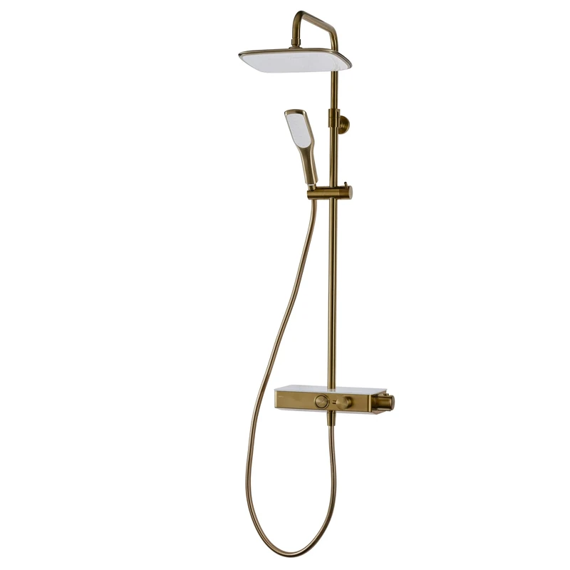 Triton Showers Push Button Mixer | Brushed Brass | Triton | Thermostatic Mixer Shower | Rainfall Shower Head | Mixer Shower for Bathroom | Shower Diverter | Home Improvement