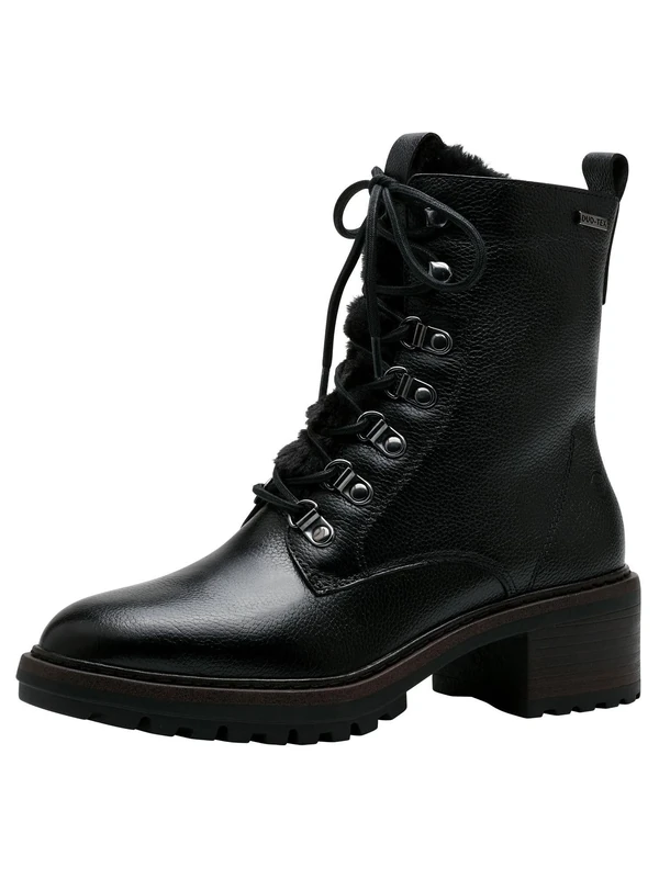 Tamaris Women's Lace-Up Boots Block Heel, Black/Black, 37 EU