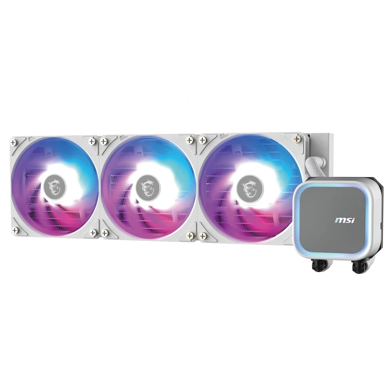 MSI MAG CORELIQUID A13 360 AIO CPU Liquid Cooler - Full CPU Coverage, Improved Water Channel Design, Minimalism Meets Illumination, CycloBlade 7, Split-Flow Radiator, Rifle Bearing Fans