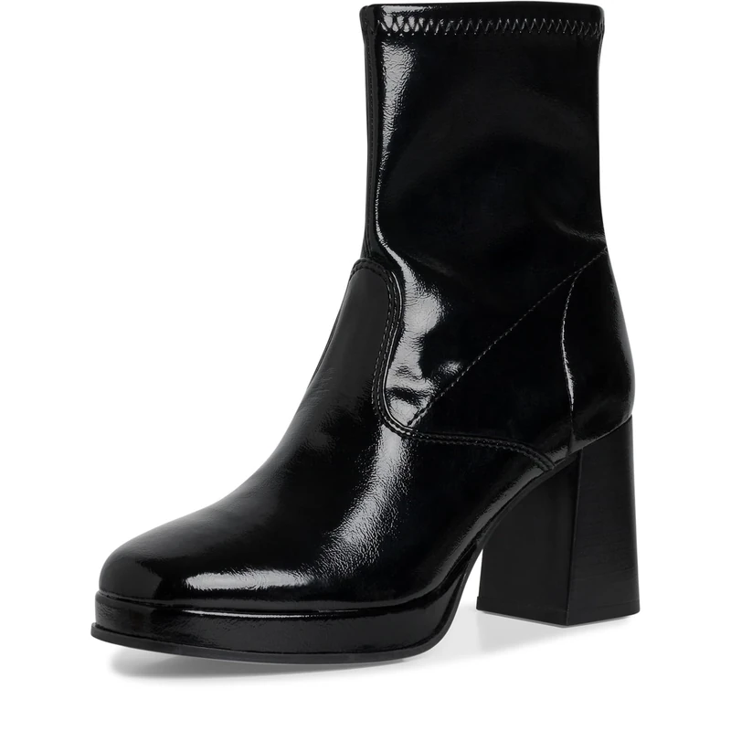 Tamaris Ankle Boots 1-25379-41 Narrow, Black (Black Patent), 7.5 UK