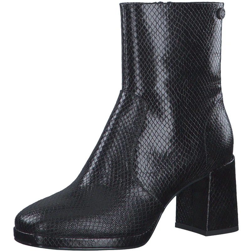 s.Oliver Womens Snake Print Block Heel Ankle Boots, black, 5 UK - Image 1