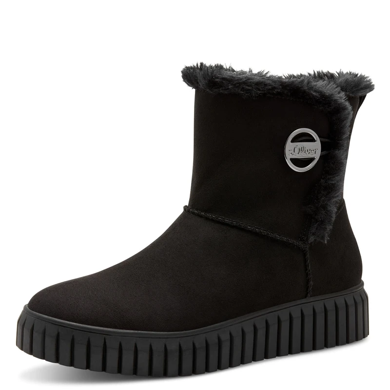 s.Oliver Women's Winter Boots Without Heel Lined Vegan, black, 5 UK