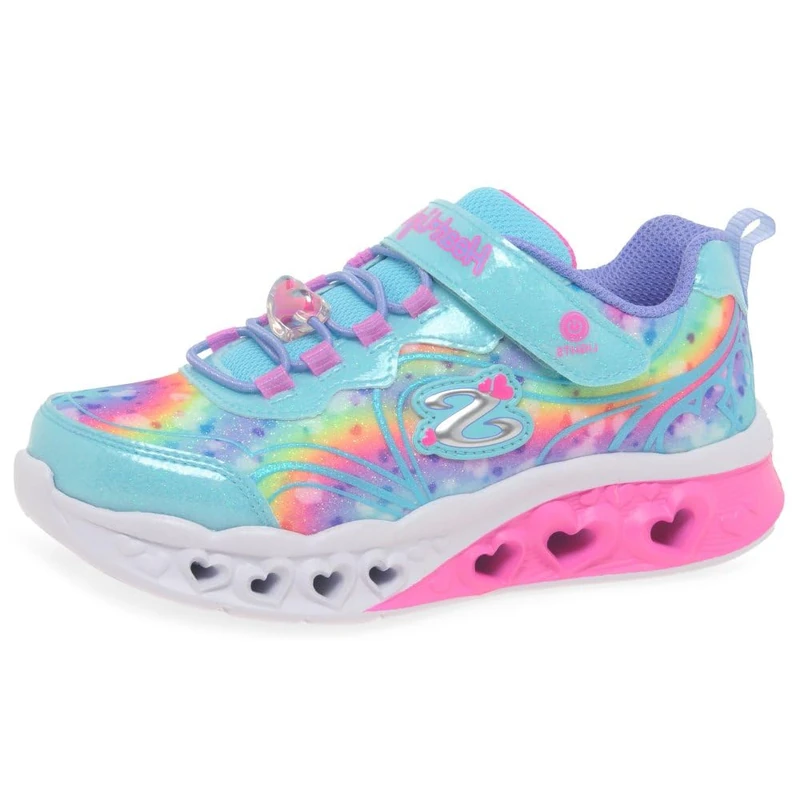 Skechers Unisex Kids Flutter Heart Lights Groovy Swirl Hiking Boot, Turquoise, 2 UK