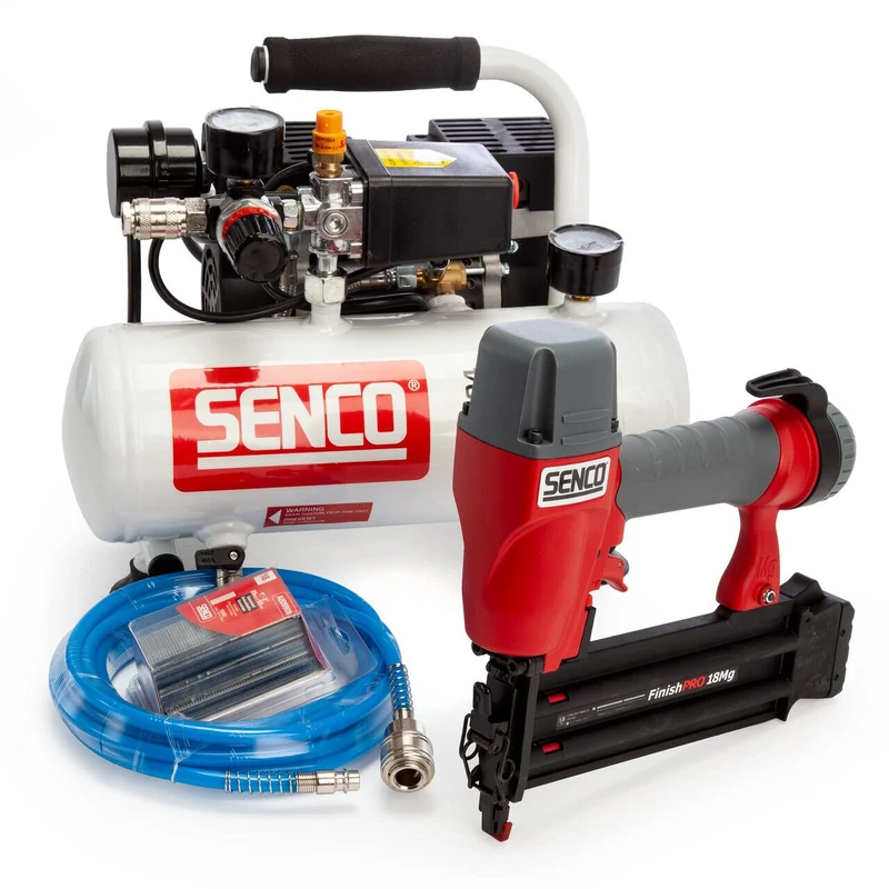SENCO AFN0024 Low Noise Air Compressor – 58 dB Ultra Quiet, 4L Tank, 0.37HP Oil‑Free 240V AC4504 Portable Compressor for Picture Framing, Upholstery, Gardening & DIY Tasks
