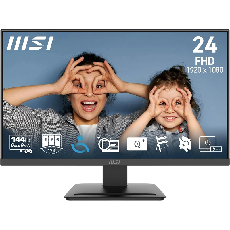 MSI PRO MP243L E14 24-Inch Computer Monitor, 1920x1080 FHD, IPS, 144Hz, 1ms, HDR ready, AMD FreeSync, Eye care, HDMI 2.0, Frame-less, Tilt Adjustable, Vesa Mount, Black