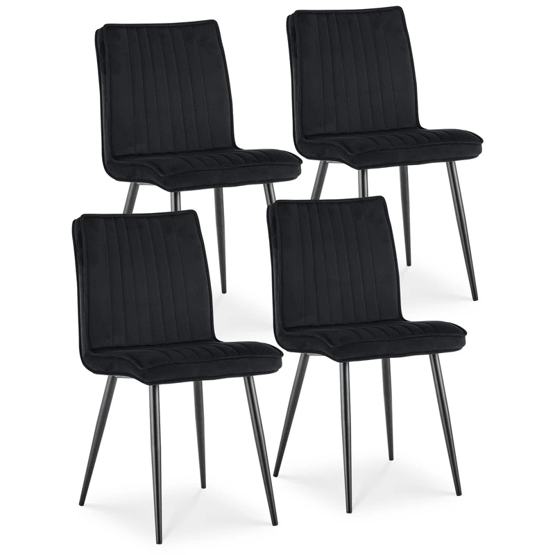 TUKAILAi Dining Chairs Set of 4 Black Velvet Upholstered Kitchen Chairs