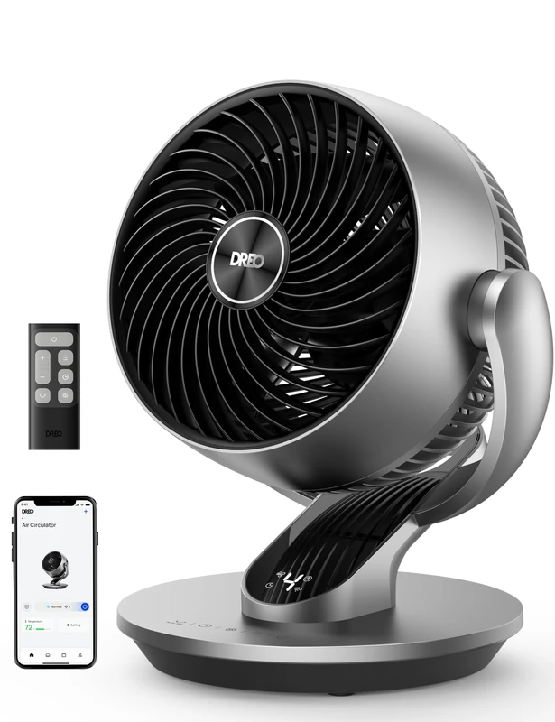 Dreo Smart Table Fan for Bedroom, 28dB Silent Air Circulator Fan with Remote, 7 Inch Diameter Cooling Quiet Desk Fan, 120° Vertical Manual+90° Horizontal Oscillating, 4 Speeds, 5 Modes, 12H Timer