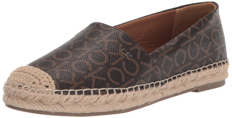 Calvin Klein Women's Popular Flat, Espresso Logo, 6