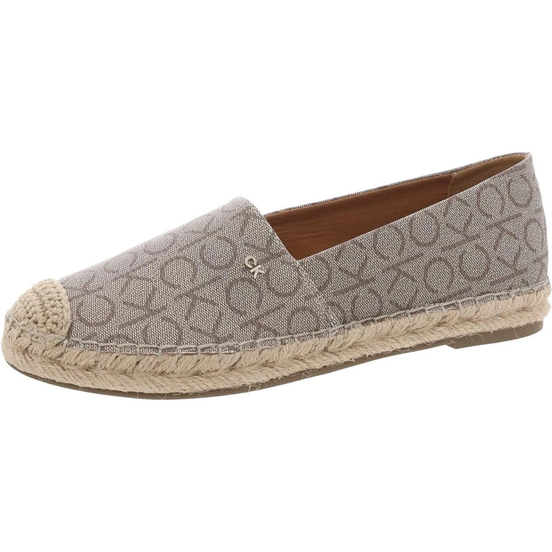 Calvin Klein Women's Popular Flat, Taupe Logo, 37