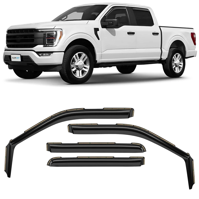 CLIM ART in-Channel Incredibly Durable Rain Guards Compatible with F150 2021-2024 SuperCrew, Original Window Deflectors, Vent Window Visors, Vent Deflector, 4 pcs. - 621237