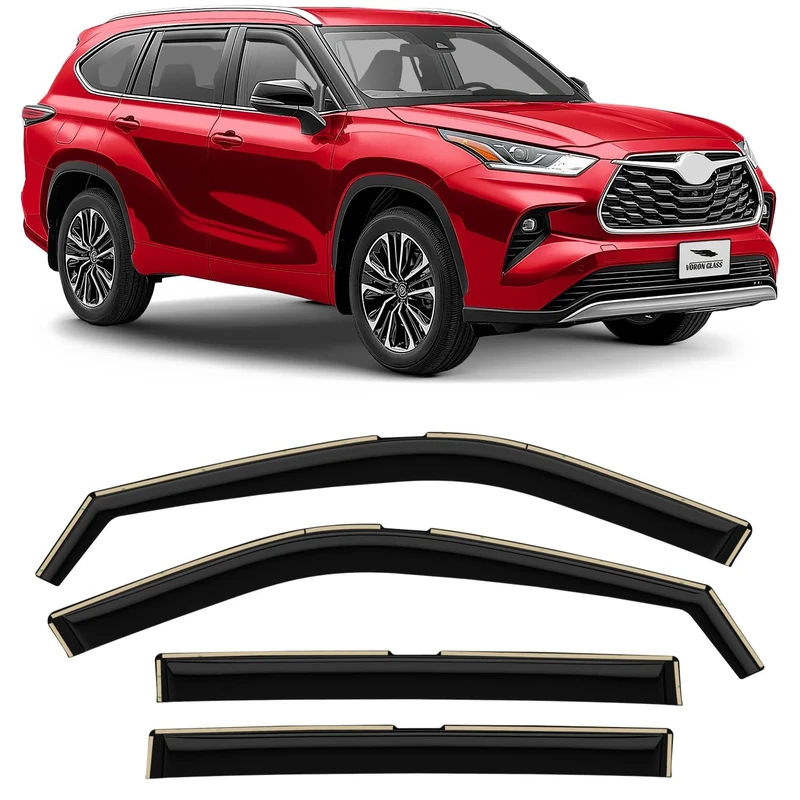 Voron Glass in-Channel Extra Durable Rain Guards for Toyota Highlander 2020-2024, Window Deflectors, Vent Window Visors, 4 Pieces - 200443