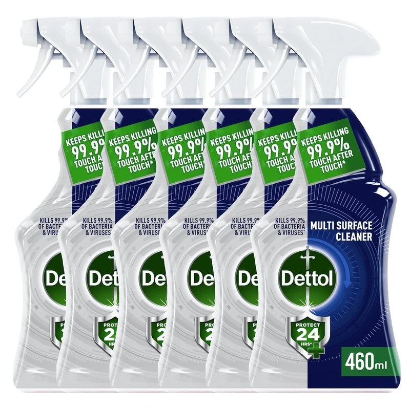 Dettol Protect 24 hour Antibacterial Disinfectant Multi Surface Spray Cleaner - Ocean Fresh - 460ml x 6