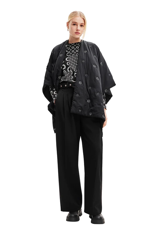 Desigual Women's PONCHO_MINI ATRE ELBRUS PONCHO_MINI ATRE ELBRUS, Black, One Size