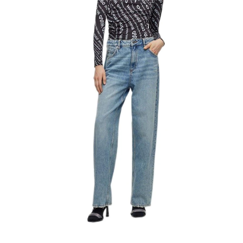 HUGO Women's Gisanna Denim Trousers, Light/Pastel Blue450, 27W x 32L