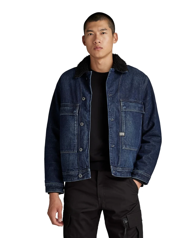G-Star Men's Utility Flap Pocket Sherpa Jacket, Blue (worn in kingfisher D23595-D317-G114), XL