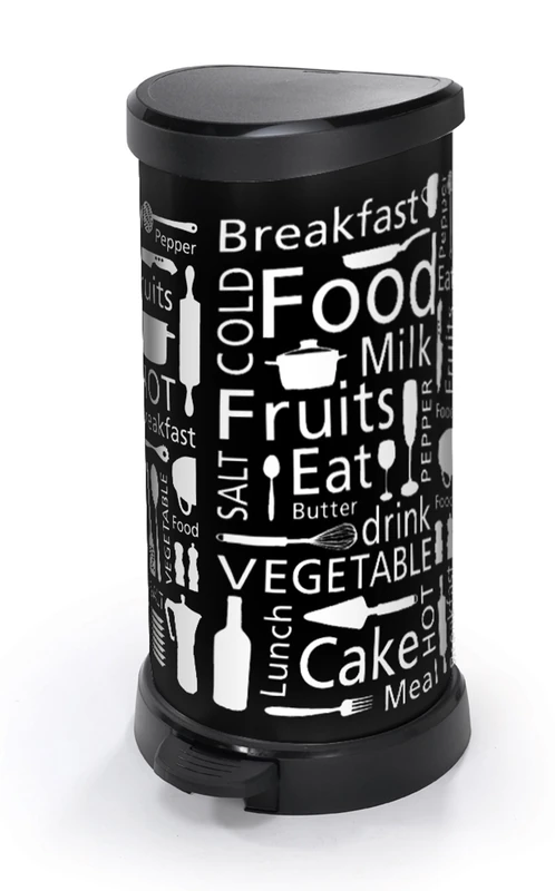 Curver - 40 Litre Pedal Bin Decorated Kitchen Waste Lid and Pocket Ring