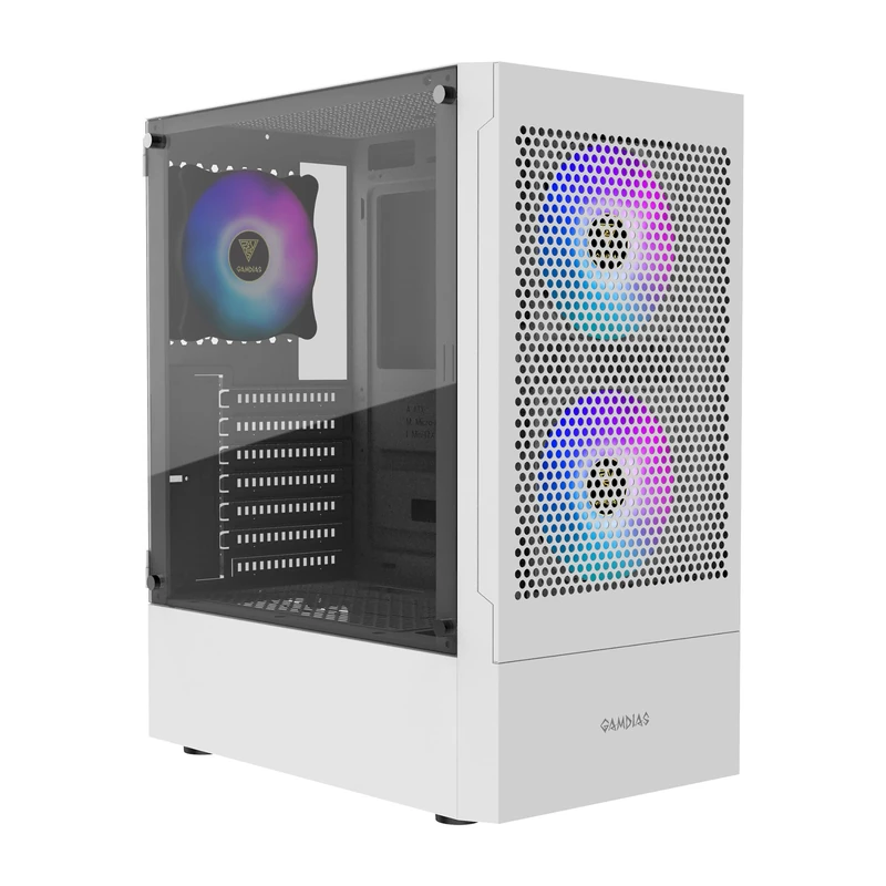 ATX Gamdias Talos E3 Mesh RGB Medium Tower Case with Glass Panels (White)