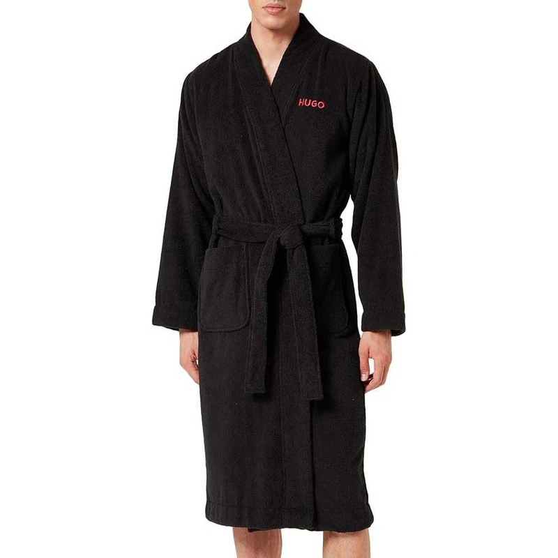 BOSS HUGO Men's Terry Dressing Gown, Black 1, L - Image 1