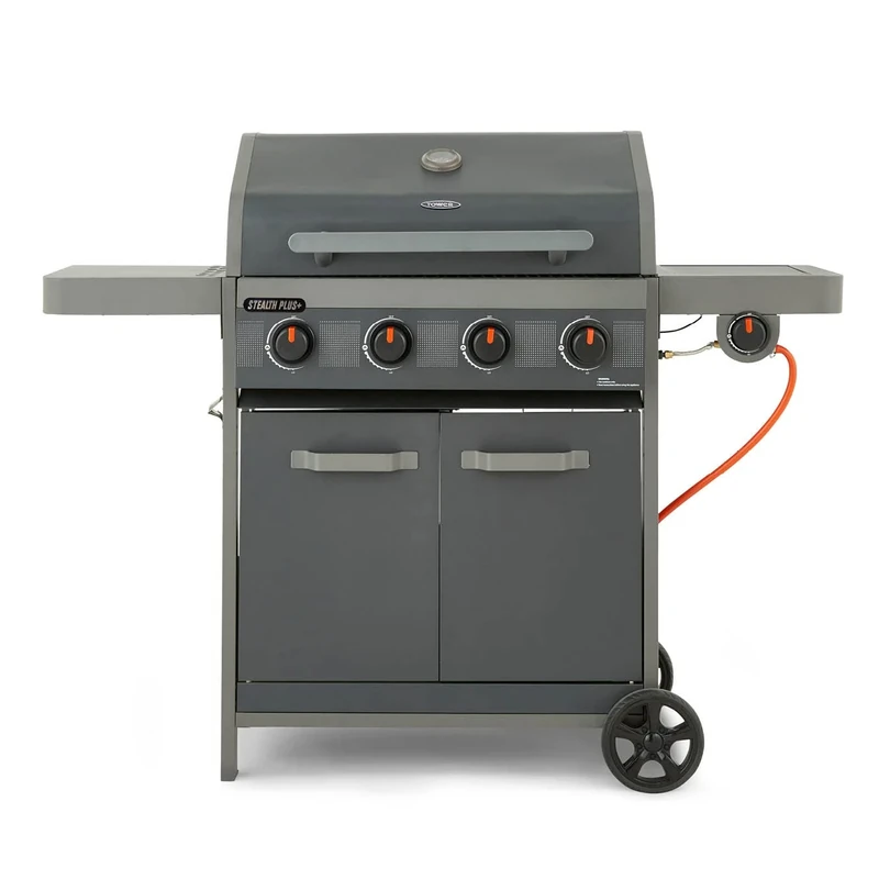 Tower T978524 Stealth Plus Four Burner Gas BBQ with Side Burner, Black