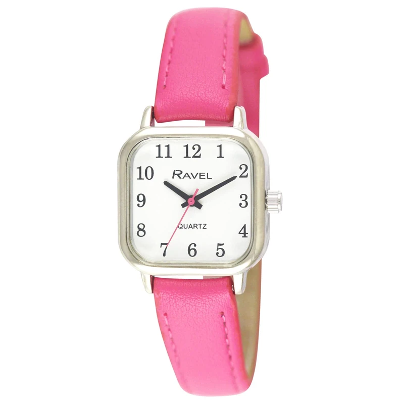 Ravel - Women's Square Brighter Days Silver Tone Watch - Analogue Quartz - R0141.05.2 - Fuschia Pink