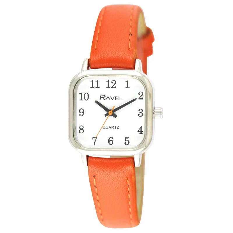 Ravel - Women's Square Brighter Days Silver Tone Watch - Analogue Quartz - R0141.08.2 - Bright Orange