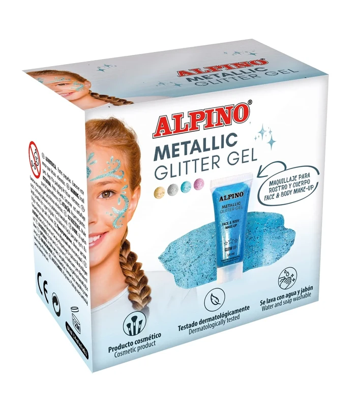 Metallic Glitter Gel Alpino Fiesta Blue Solid Color 6 Count | Metallic Glitter Gel with Blue Base | Liquid Glitter - Image 1
