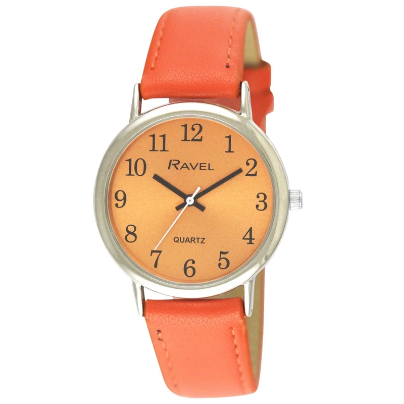 Ravel - Women's Round Brighter Days Silver Tone Watch - Analogue Quartz - R0140.08.1 - Bright Orange