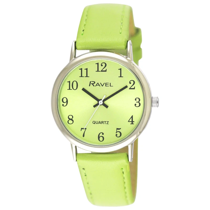 Ravel Women's R0140.11.1 Round Silver Tone Watch - Bright Lime Green