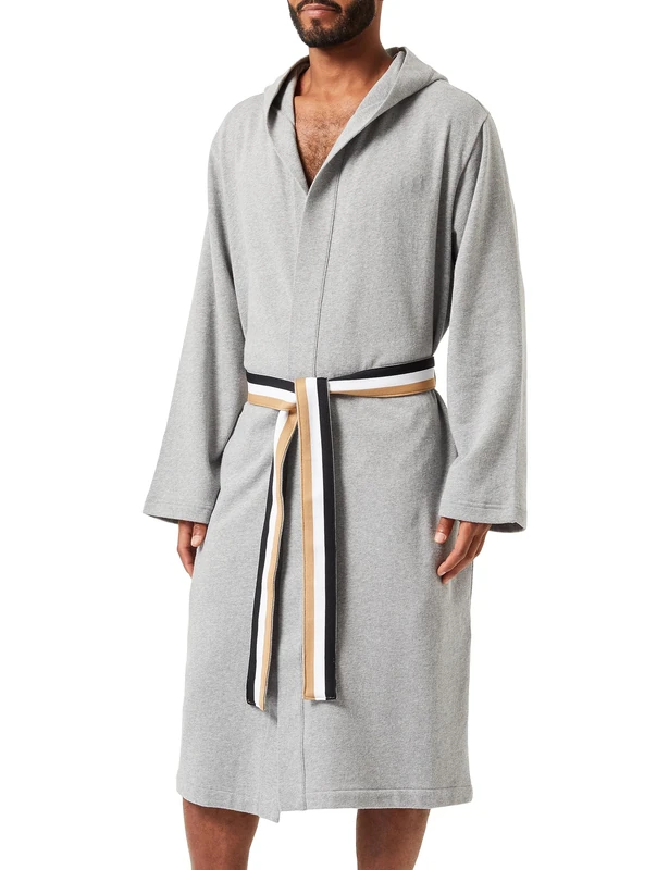 BOSS Men's Iconic F. Terry Robe Dressing Gown, Medium Grey33, S