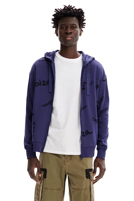 Desigual Men's Axel Cardigan Sweater, Blue, S