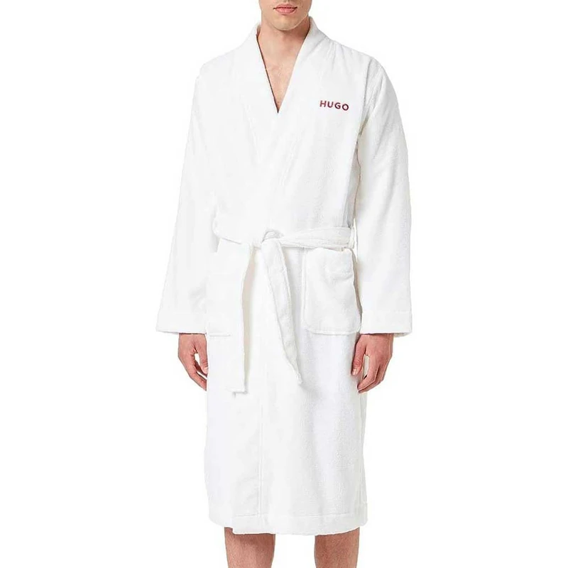 HUGO Men's Terry Dressing Gown, White100, L