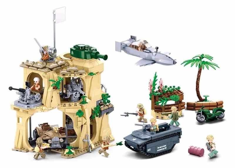 Sluban Military Building Set, Desert Combat Base with Tank and Aircraft, 1027 Pieces, Ages 8-14, M38-B1111