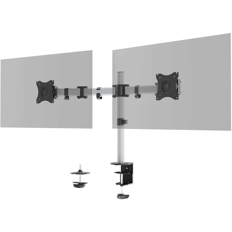 Durable Monitor Mount Select for 2 Screen - Monitor Stand with Clamp for Desks - VESA 75/100 - For 21 - 27 Inch Screens - Ergonomic, Height Adjustable, Rotate & Tilt - Securely Holds Screens Upto 8KG