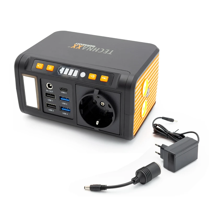 Technaxx TX-205 Mini Power Bank 74Wh 230V with Built-in Plug - External Battery for Laptop, Mobile Phone, Mini Fridge etc Compatible with Solar Chargers