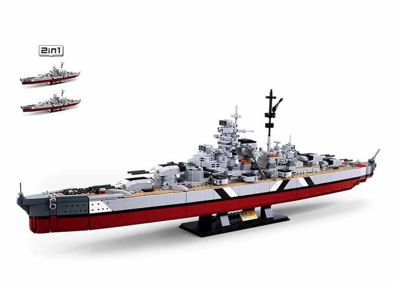 Sluban Klemmbausteine M38-B1102 MODELBRICKS-Bismarck Battleship 2-in-1, Mittel