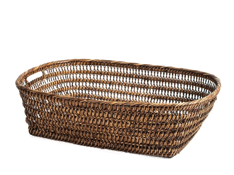 H&h rectangular rattan basket cm 47x39x15