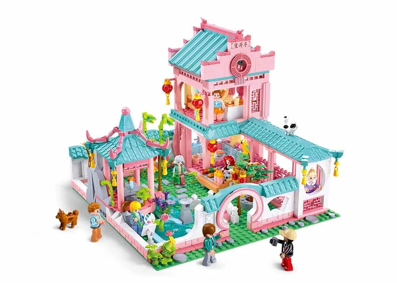 Sluban Girls Dream Building Set, 1092 Pieces, Asian Garden House with Minifigures, Story Cards Included, Ages 6-12, - Image 1