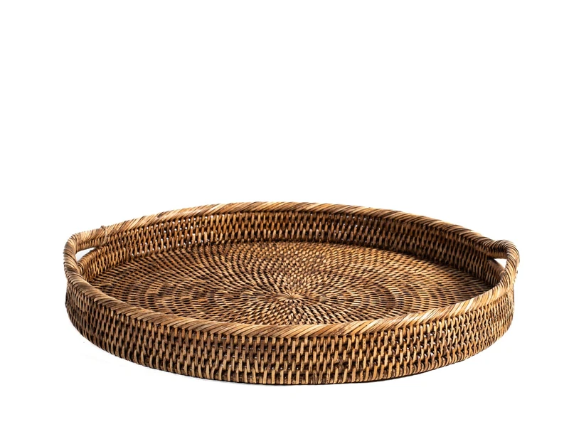 H&h round rattan tray cm 42x5h - Image 1