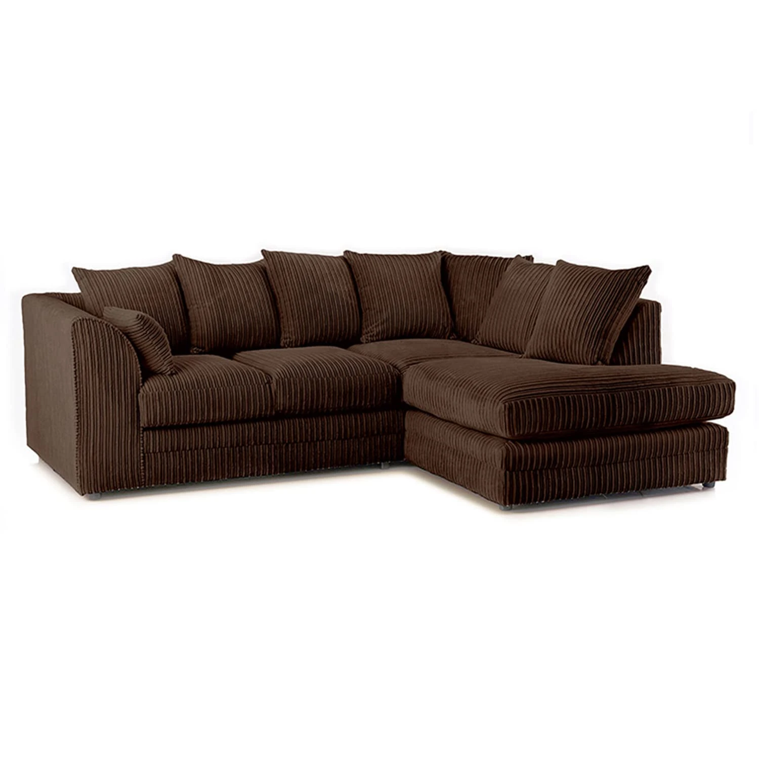 New Luxor Fabric Corner Sofa Chocolate | Soft Jumbo Cord 3-4 Seater Corner Sofa (Chocolate, Right Hand Facing)