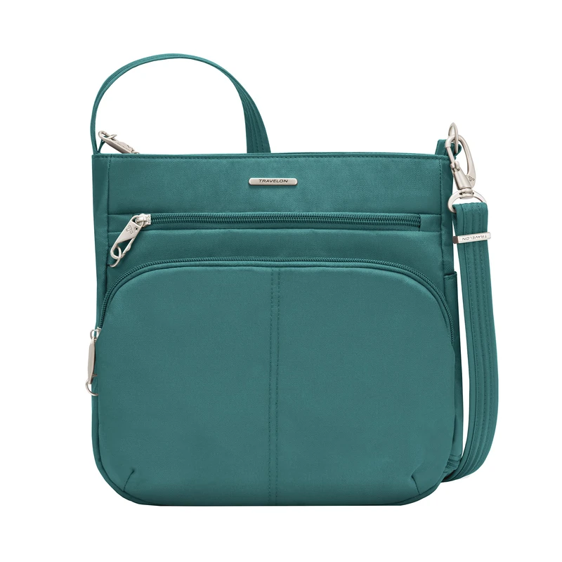 Travelon Unisex-Adult Anti-Theft Classic North/South Crossbody Bag Cross Body, Spruce, 11.5" x 11" x 3.5"
