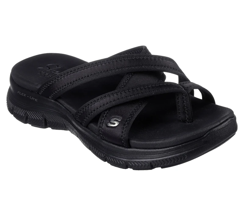 Skechers Women's Flex Appeal 4.0-Startup 3.0 Sport Sandal, Black/Black, 2 UK