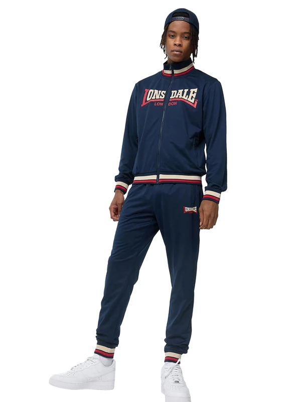 Lonsdale Men's Poolewe Tracksuit, Navy/Red/Sand, XXL
