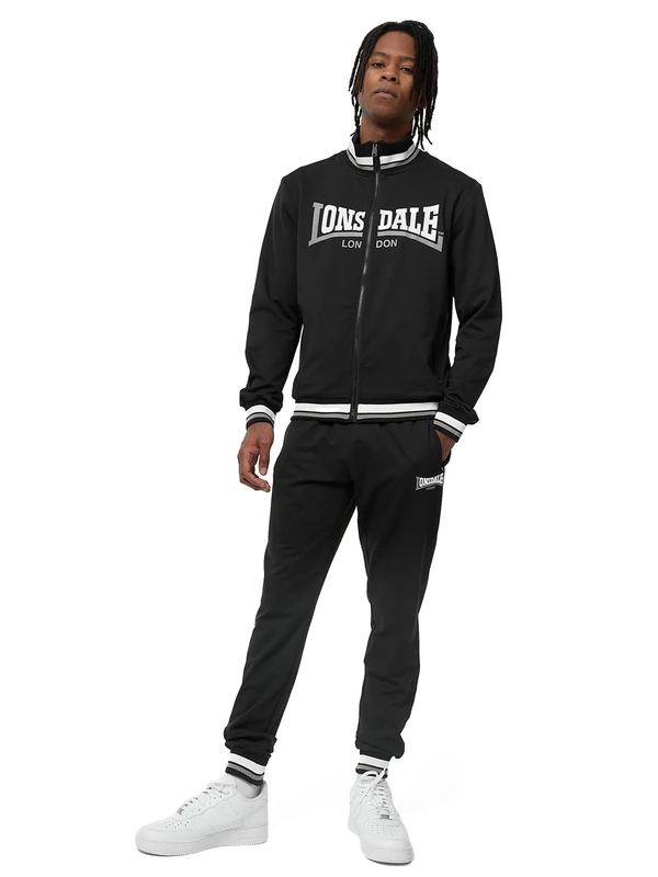 Lonsdale Men's Poolewe Tracksuit, Black/White/Grey, XXL