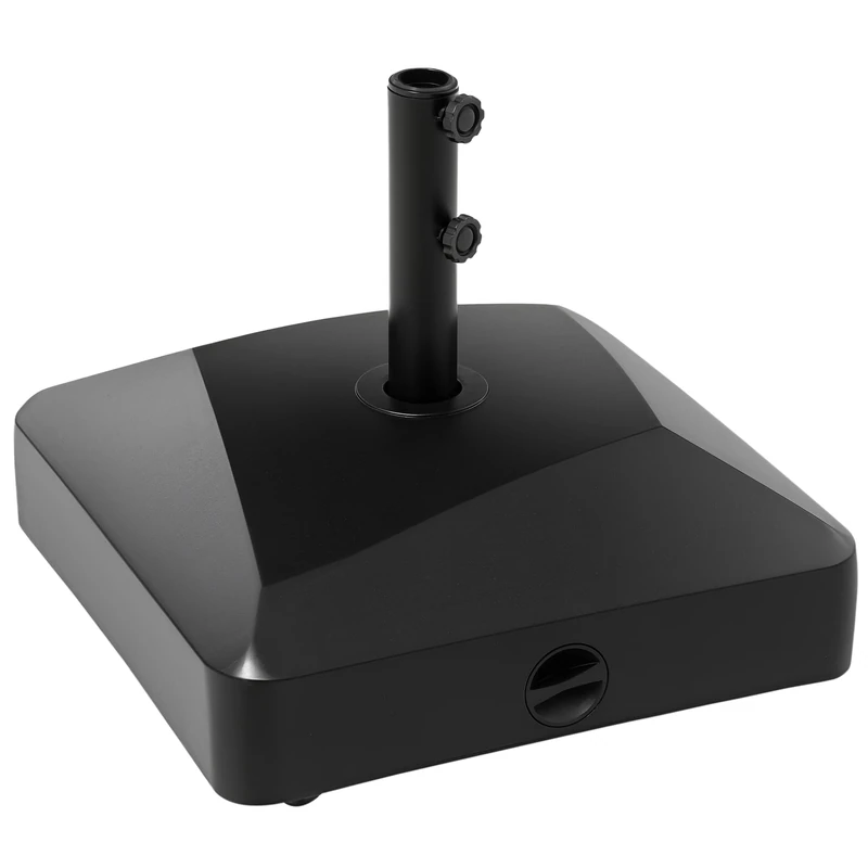 Outsunny Garden Parasol Base Holder, 43kg Water or 60kg Sand Filled, Outdoor Market Umbrella Stand Weight with Wheels and Brakes, Black