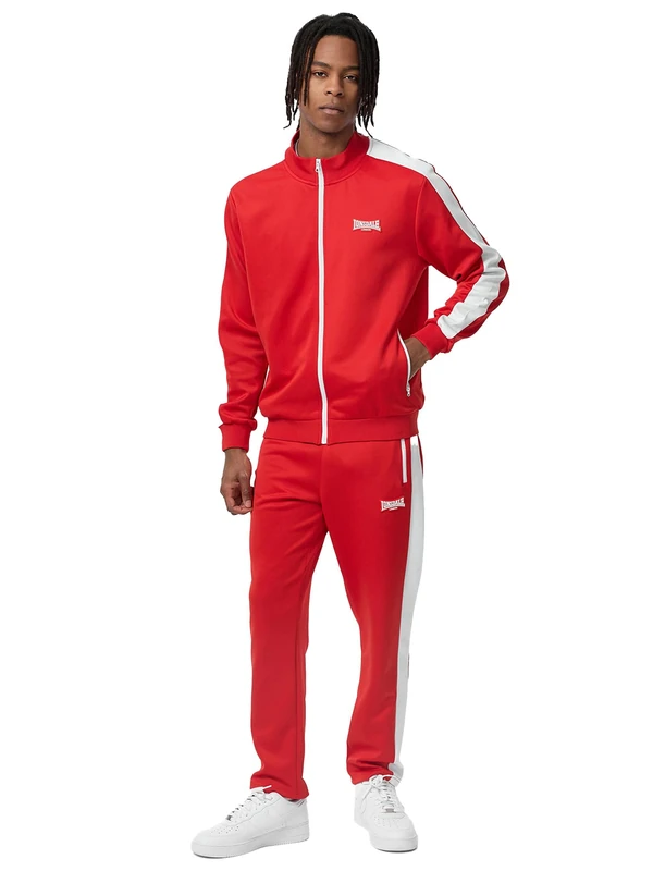 Lonsdale Manhay Track Suit for Men, Red/White, XXL