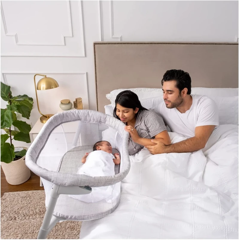 HALO Baby Bassinet - Flex Travel Cot | Portable Infant BassiNest | Bedside Cot, Breathable Fabric, Waterproof Mattress & Adjustable Stand | Side Sleeping Crib for Newborn Boys & Girls