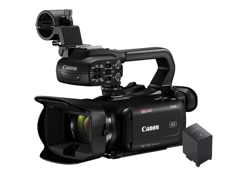 Canon XA60 - A 1/2.3-Type CMOS 4K pro camcorder With advanced autofocus, 20x optical zoom plus 5-axis stabilisation, HDMI out and UVC Streaming BP-828 Battery Pack for HF G30