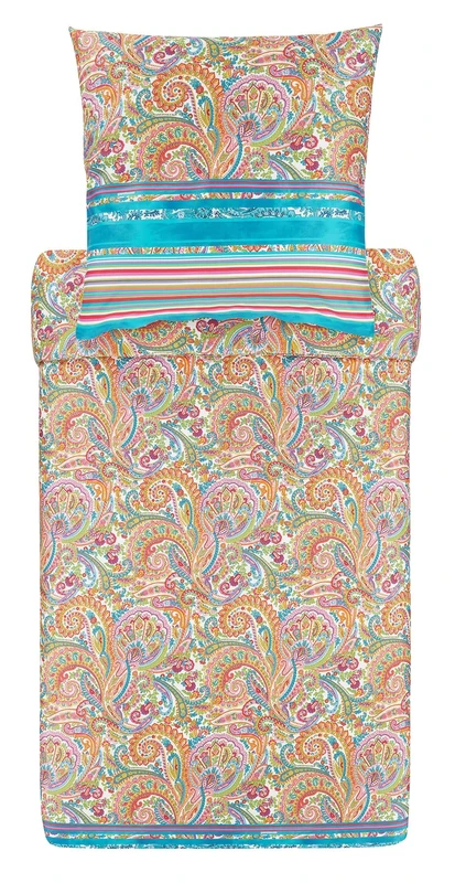 Bassetti NOTO 9321845 Bed Linen + 1 Pillowcase 100% Cotton Sateen in Turquoise T1 Dimensions: 135 x 200 cm + 1 Carat 80 x 80 cm