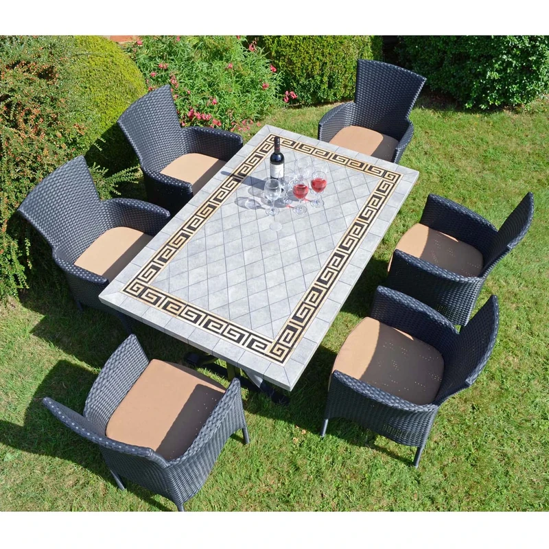 Byron Manor BURLINGTON Dining Table with 6 STOCKHOLM Black Chairs Set