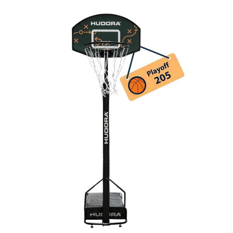 HUDORA Basketball Stand Playoff 205 - adjustable basketball hoop with stand for children & teenagers - Portable outdoor basketball hoop for the garden - Stand basketball hoop with wheels